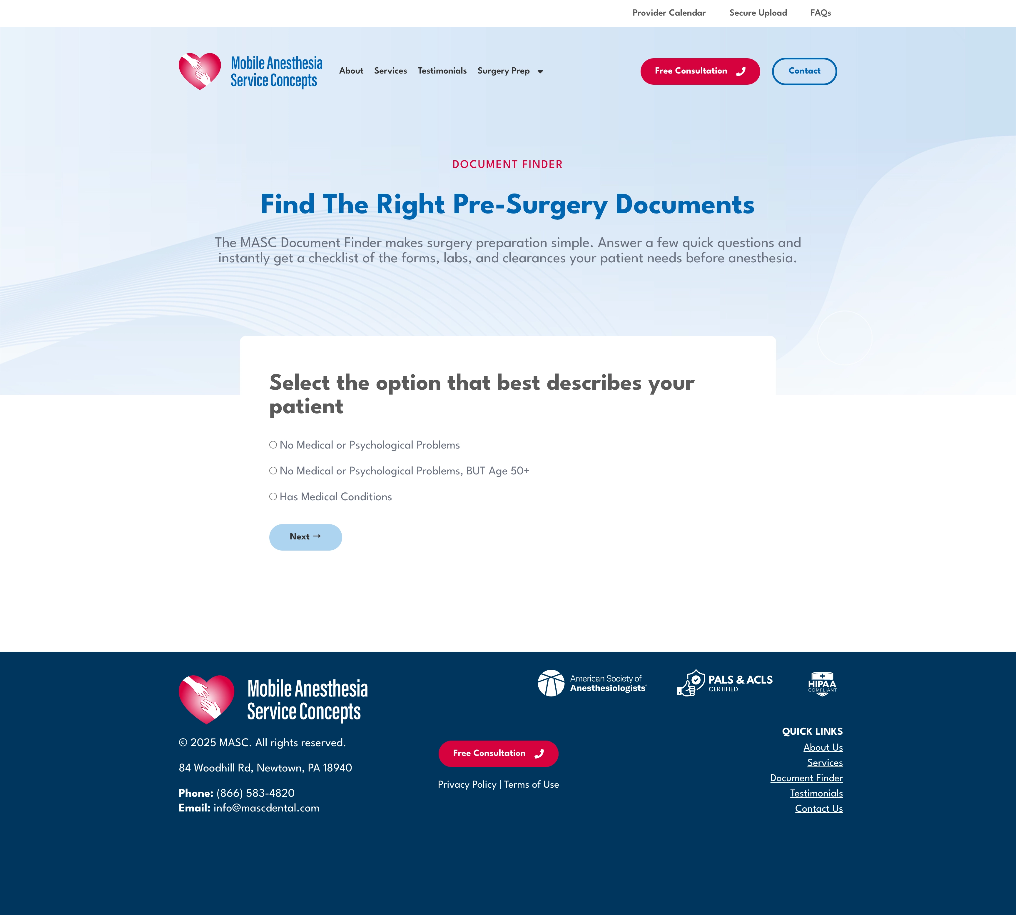 MASC Document Quiz Page